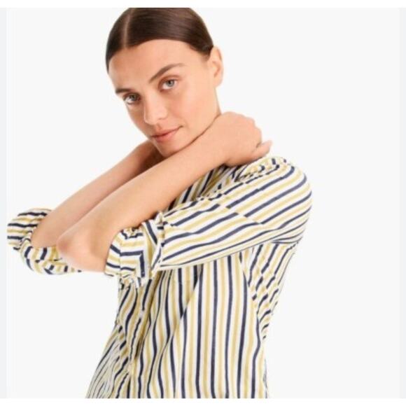J. Crew Striped Classic Fit Boxy Boyfriend Button Down Blouse Top Multicolor 12 - Picture 1 of 13